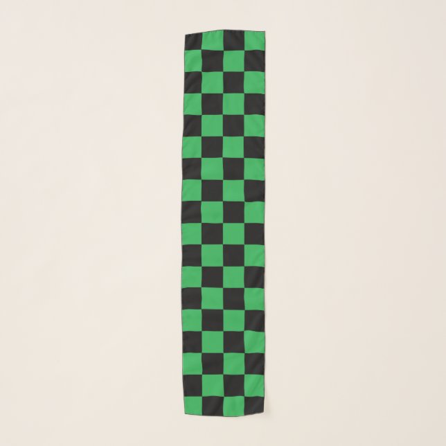 Checkered Green and Black Scarf (Front)