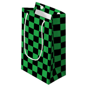 Checkered Green and Black Small Gift Bag