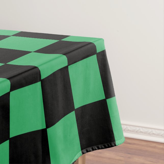 Checkered Green and Black Tablecloth (In Situ)