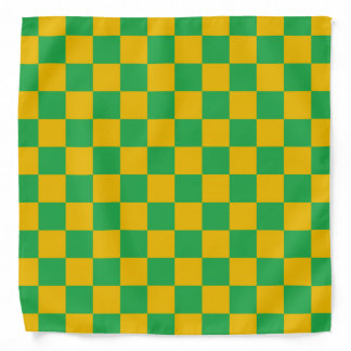 Checkered Green and Gold Bandana