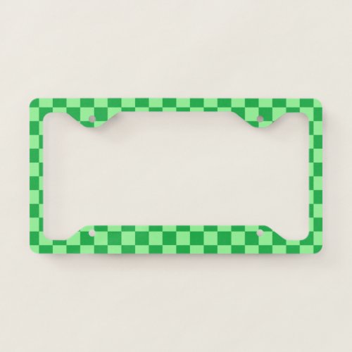 Checkered Green and Mint Green License Plate Frame