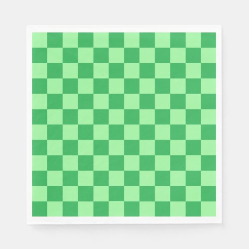 Checkered Green and Mint Green Paper Napkins