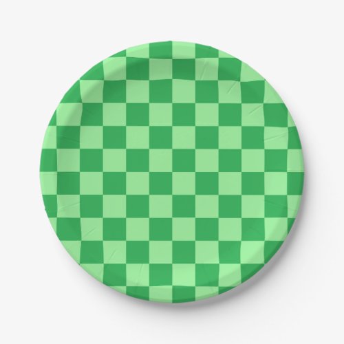 Checkered Green and Mint Green Paper Plates