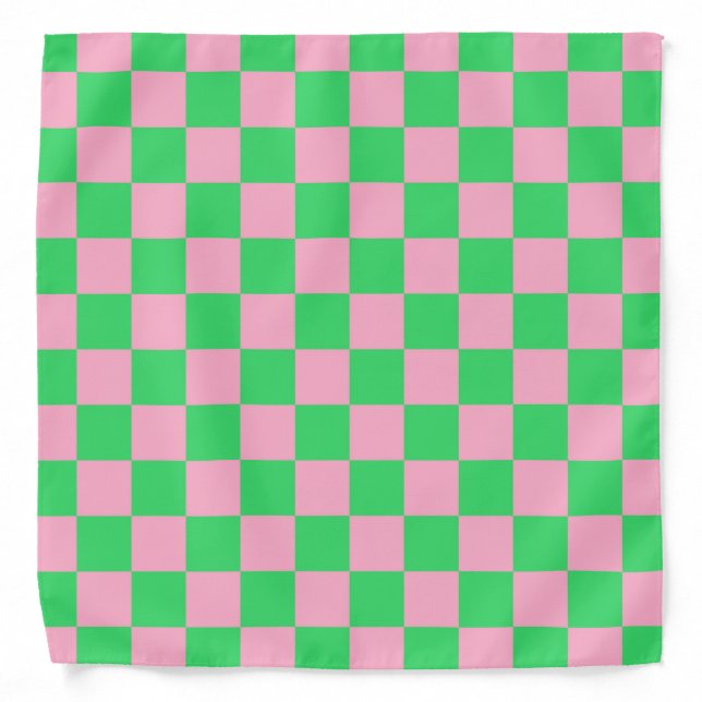 Checkered Green and Pink Bandana (Front)