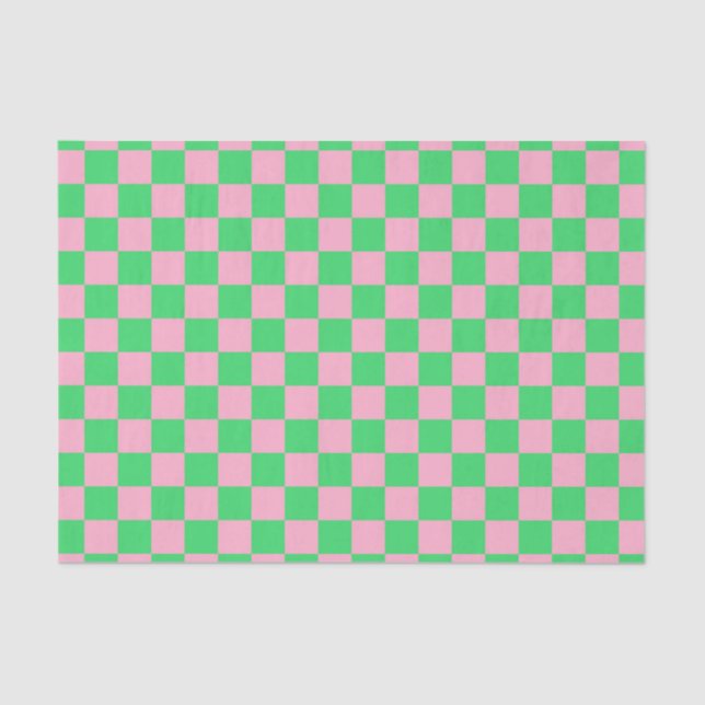 Checkered Green and Pink Tissue Paper (Front)