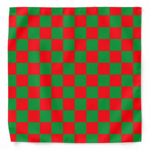 Checkered Green and Red Bandana