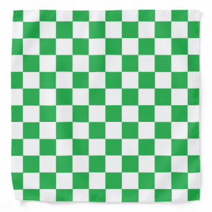 Checkered Green and White Bandana