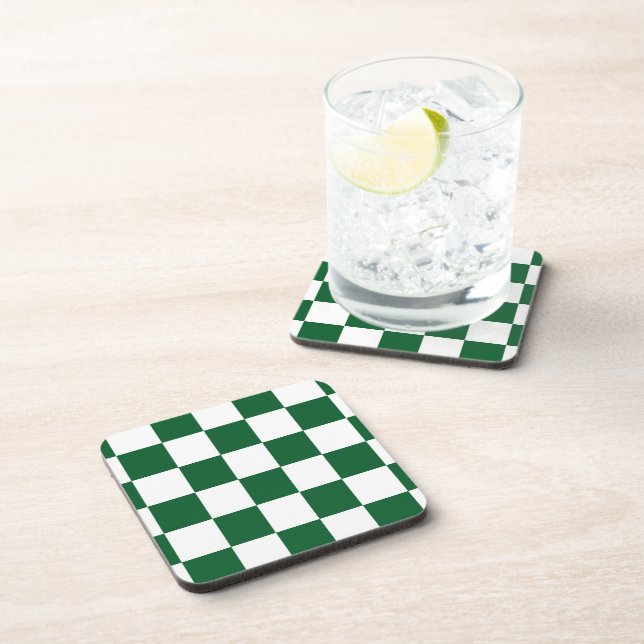 Checkered Green and White Coaster (Right Side)