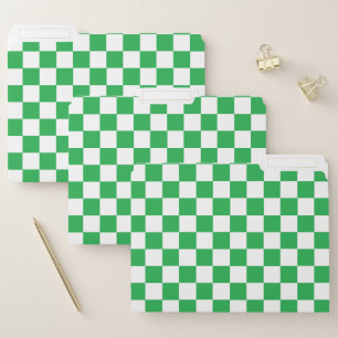 Checkered Green and White File Folder