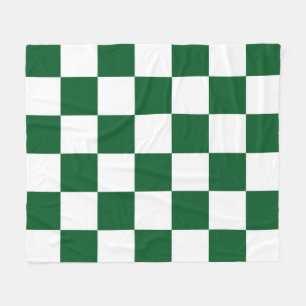 Checkered Green and White Fleece Blanket