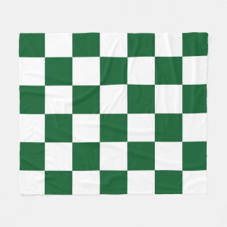 Checkered Green and White Fleece Blanket