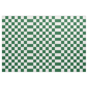 Checkered Green and White Geometric Fabric