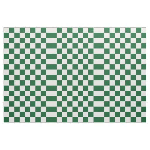 Checkered Green and White Geometric Fabric