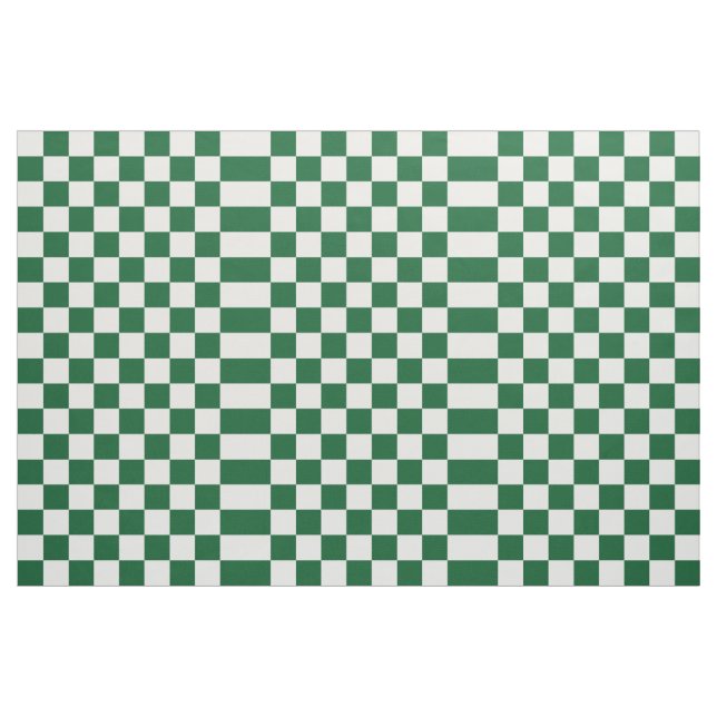 Checkered Green and White Geometric Fabric (Yard)