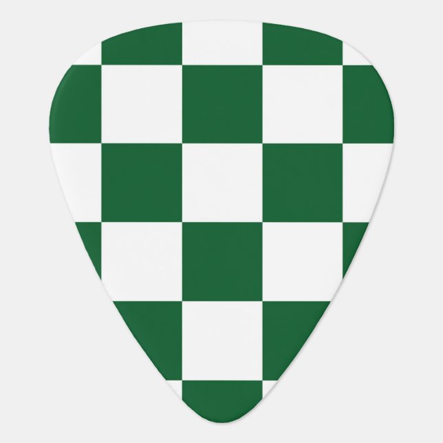 Checkered Green and White Guitar Pick (Front)