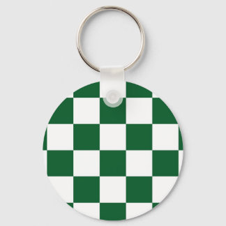 Checkered Green and White Keychain