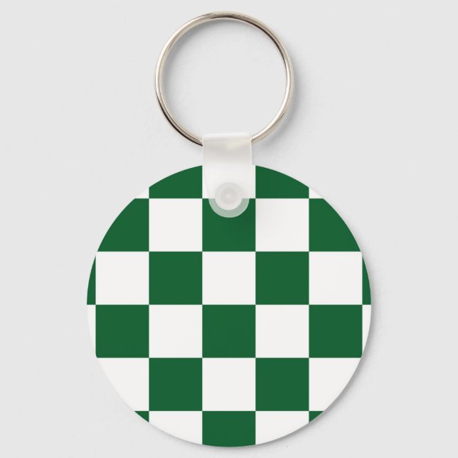 Checkered Green and White Keychain (Front)