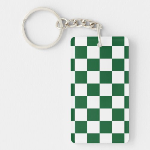 Checkered Green and White Keychain