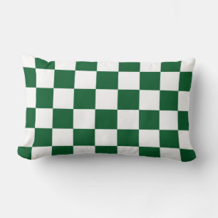 Checkered Green and White Lumbar Pillow