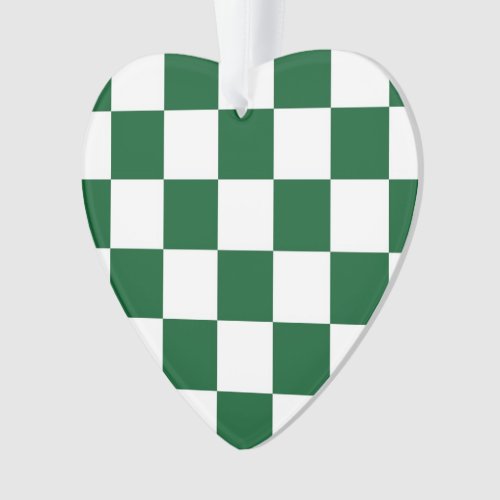 Checkered Green and White Ornament