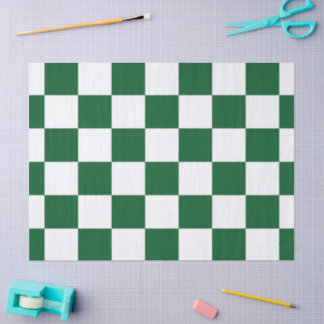 Checkered Green and White Tissue Paper