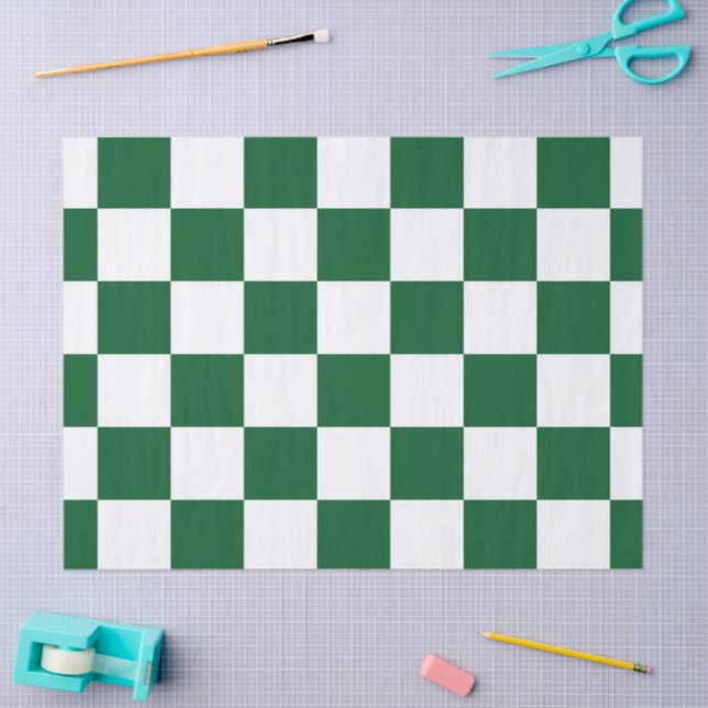 Checkered Green and White Tissue Paper (Craft)