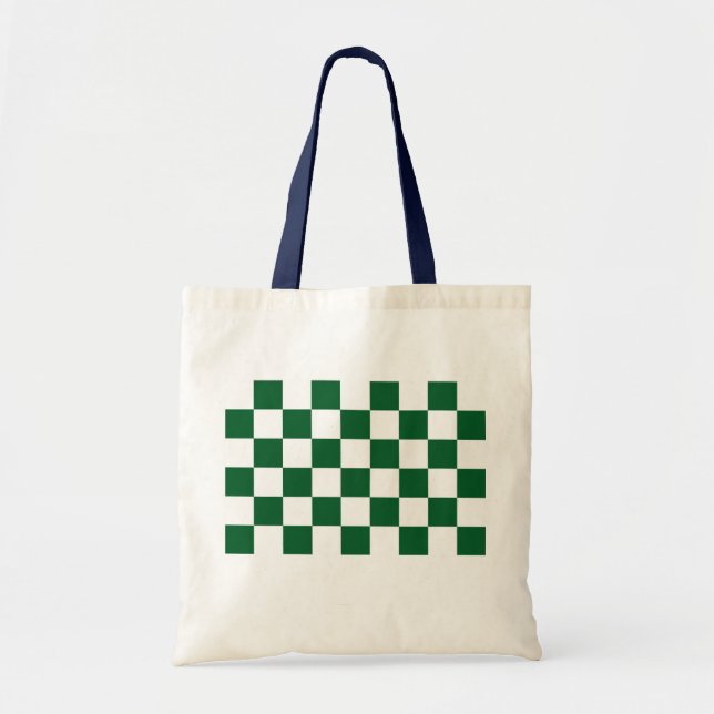 Checkered Green and White Tote Bag (Front)