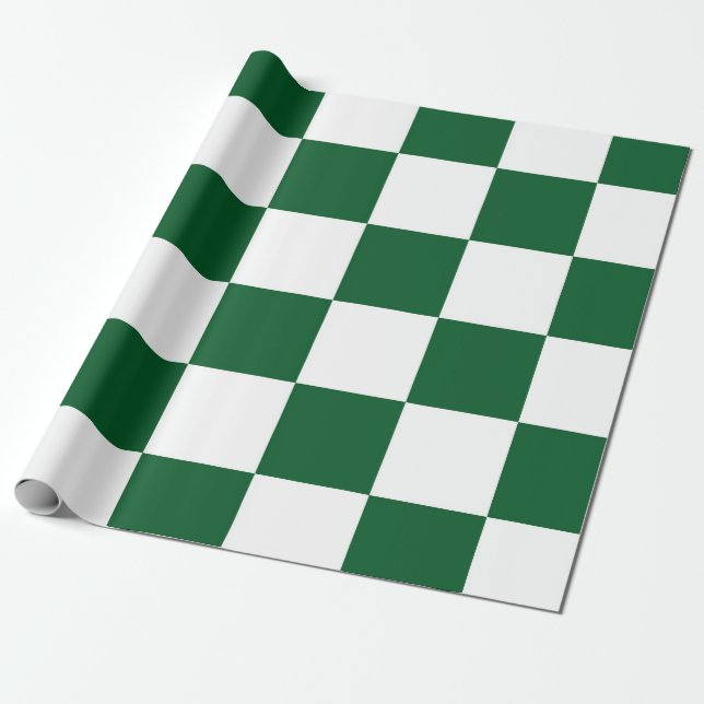 Checkered Green and White Wrapping Paper (Unrolled)