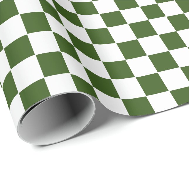 Checkered green and White  Wrapping Paper (Roll Corner)