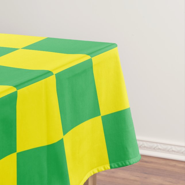 Checkered Green and Yellow Tablecloth (In Situ)