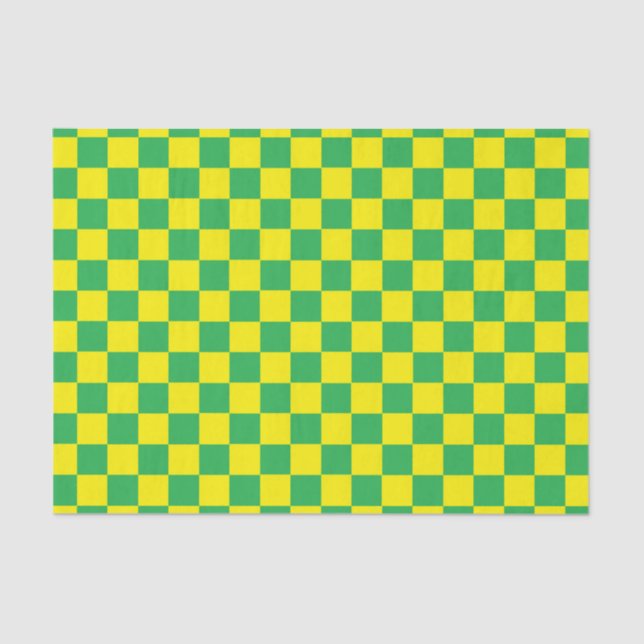 Checkered Green and Yellow Tissue Paper (Front)