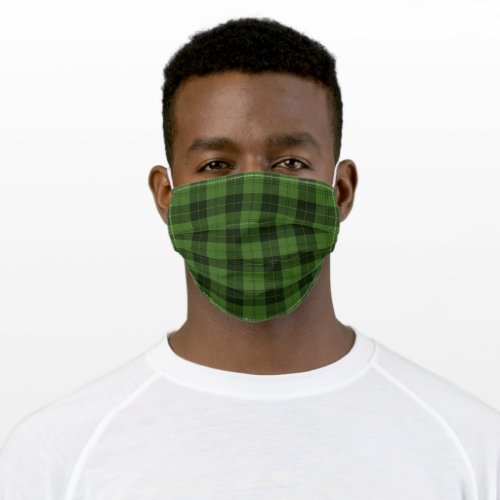 Checkered Green Black Buffalo Plaid Pattern Adult Cloth Face Mask