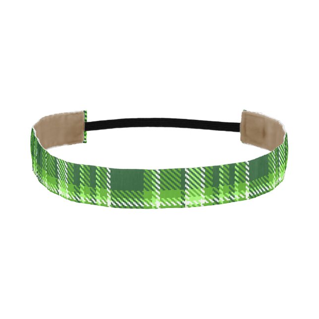 Checkered Green Color Pattern Athletic Headband (Front)