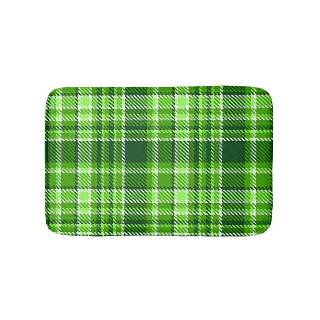 Checkered Green Color Pattern Bath Mat (Front)