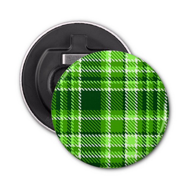 Checkered Green Color Pattern Bottle Opener (Front)