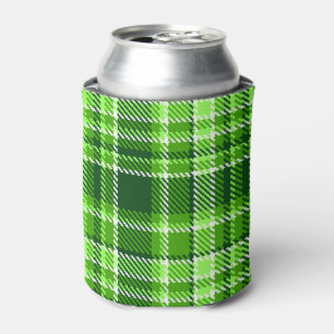 Checkered Green Color Pattern Can Cooler
