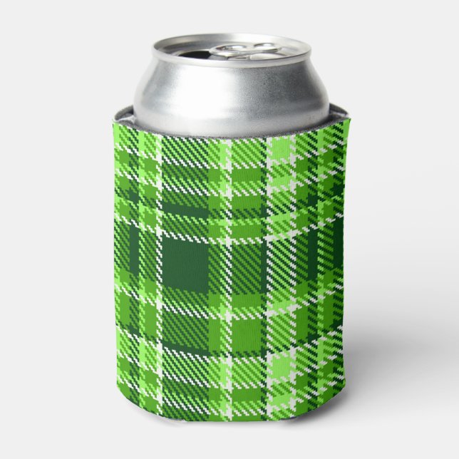 Checkered Green Color Pattern Can Cooler (Can Front)