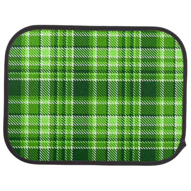 Checkered Green Color Pattern Car Floor Mat (Rear)