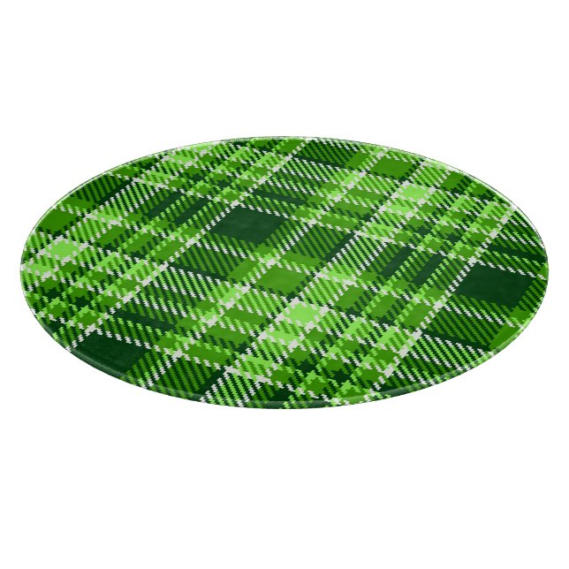 Checkered Green Color Pattern Cutting Board (Corner)