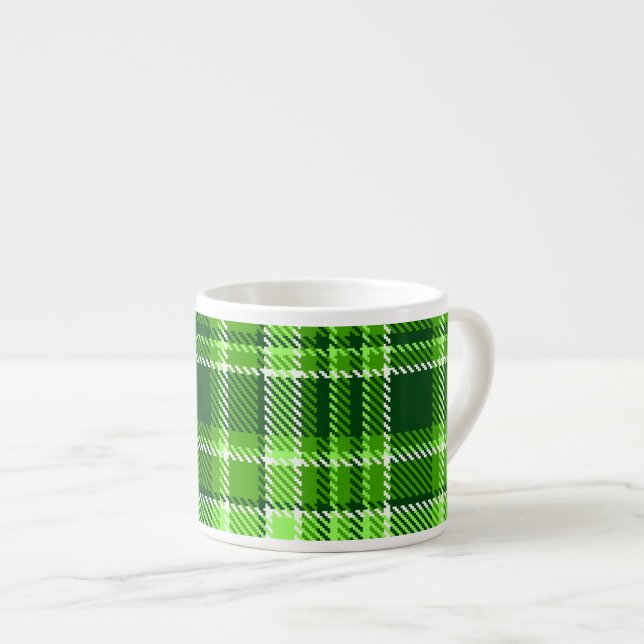 Checkered Green Color Pattern Espresso Cup (Front Right)
