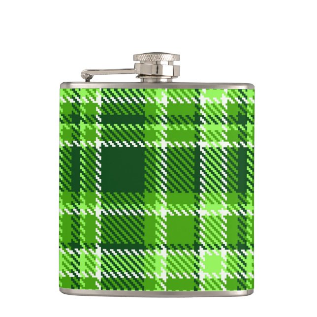Checkered Green Color Pattern Flask (Front)