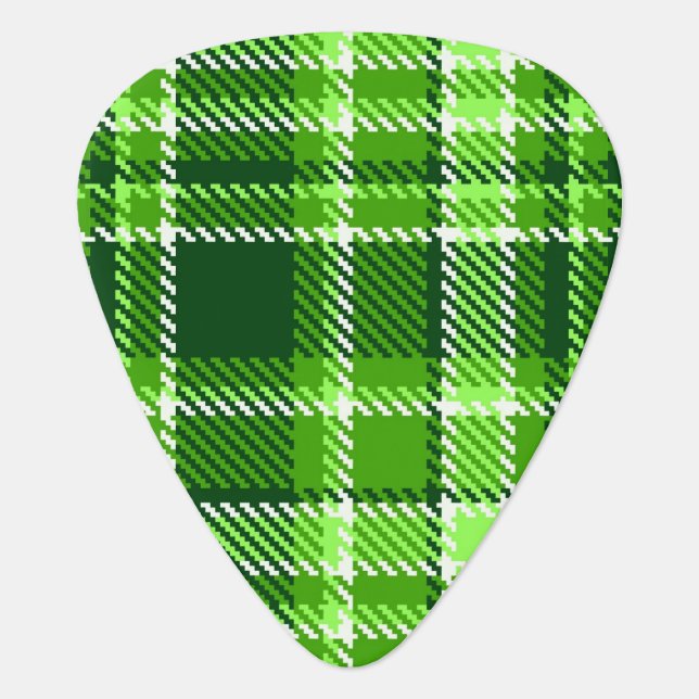 Checkered Green Color Pattern Guitar Pick (Front)