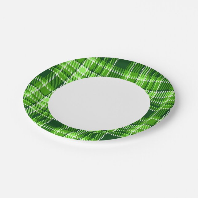 Checkered Green Color Pattern Paper Plates (Angled)