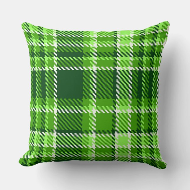 Checkered Green Color Pattern Throw Pillow (Front)