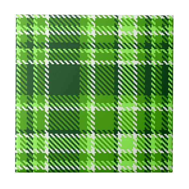 Checkered Green Color Pattern Tile (Front)