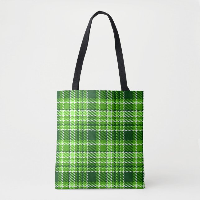 Checkered Green Color Pattern Tote Bag (Front)