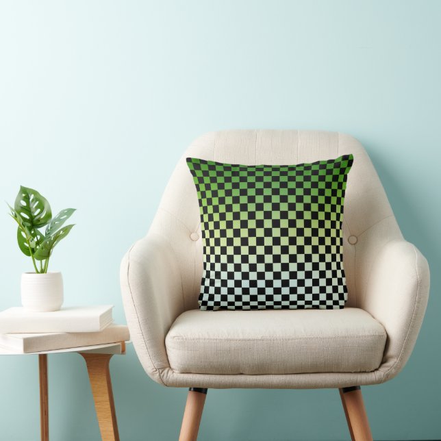 Checkered Green Fade Throw Pillow (Chair)