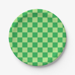 Checkered Green Paper Plates