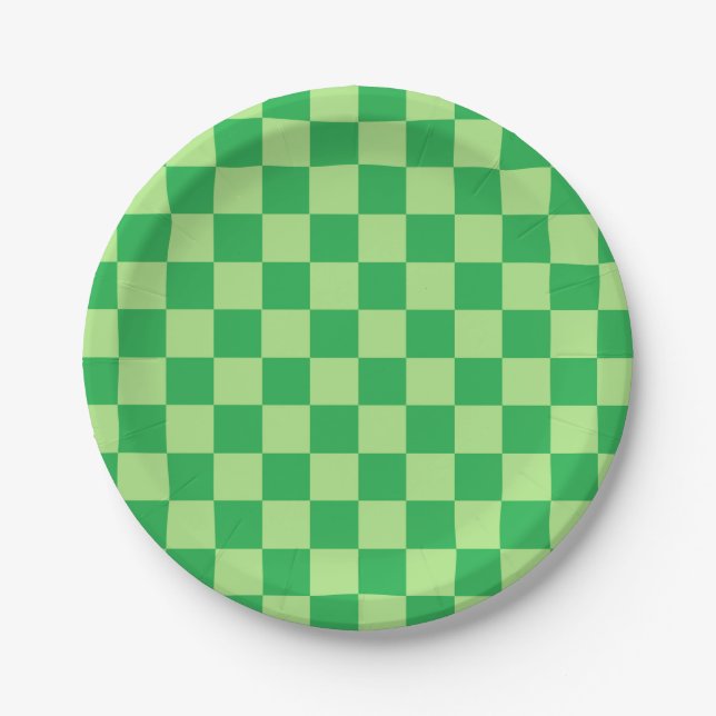 Checkered Green Paper Plates (Front)