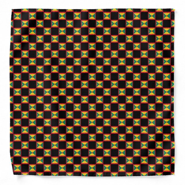Checkered Grenada Flag Pattern  Bandana (Front)